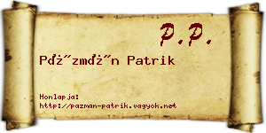Pázmán Patrik névjegykártya