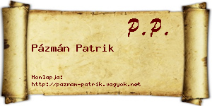 Pázmán Patrik névjegykártya